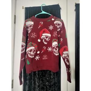 Spooky christmas gothic skull cozy sweater